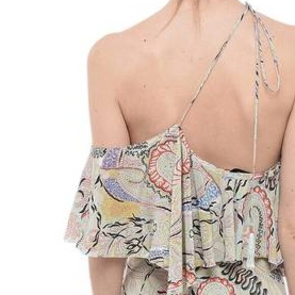 NEW ETRO Women's One Shoulder Silk Dress Multicolor Size 12 - Picture 4 of 16